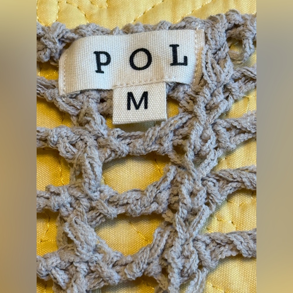 🌸H205 New POL M pp22 Yellow and Tan Crochet Floral sweater Vest Top - Picture 9 of 12